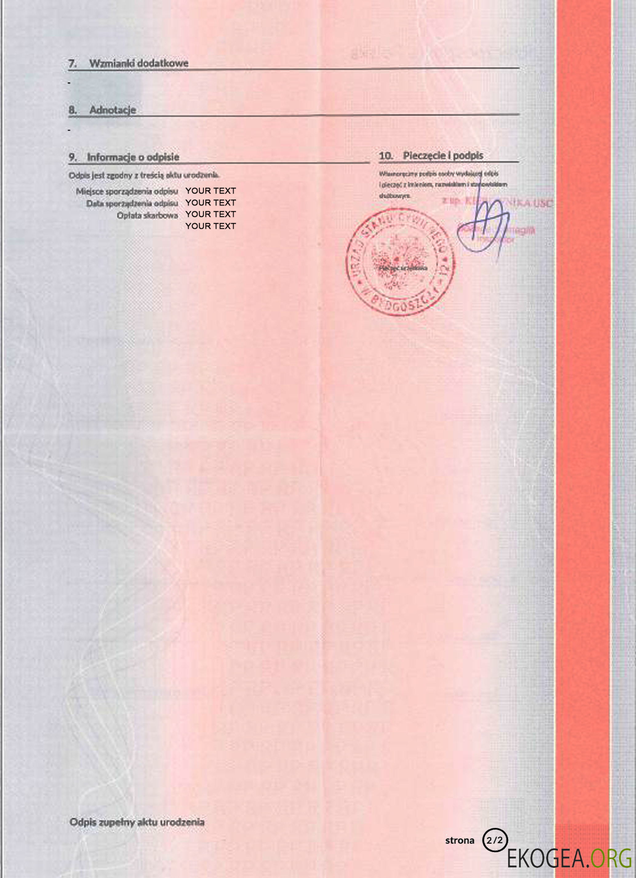 Acte de mariage Pologne PSD 2